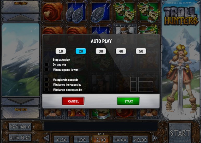 Autoplay in Troll Hunters slot